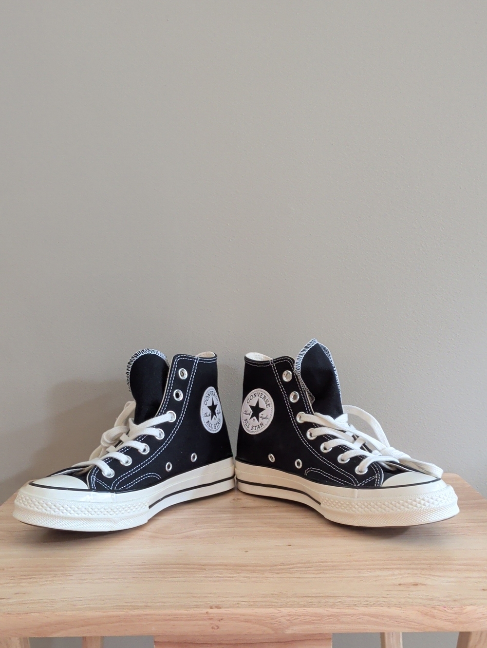 Converse Black & White High-Top Sneakers with Star Patch